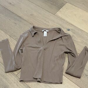 H&M Ribbed Tan Long Sleeve Top